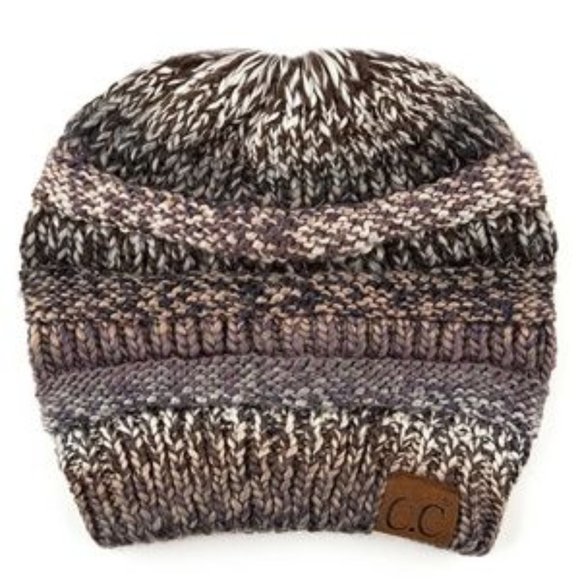 C.C Vibrant Multi Tone Striped Ribbed Beanie Hat - Picture 1 of 1